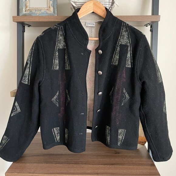 Gorgeous Chico's Short Wool Blend Coat, Size 12 - Picture 4 of 14